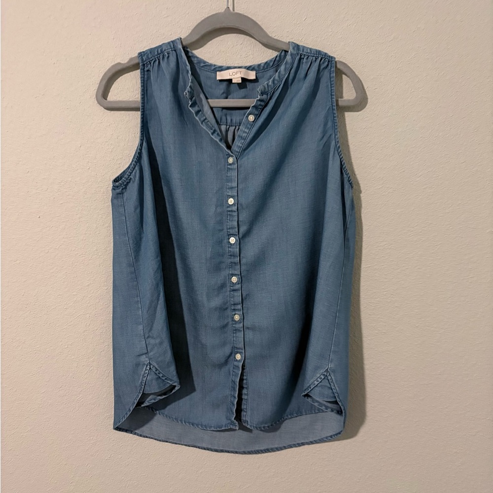 LOFT Blue Sleeveless Blouse